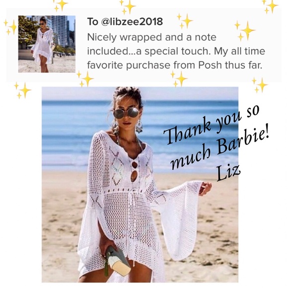 Crochet Open Knit Swimsuit Cover-Up in White - Picture 2 of 9